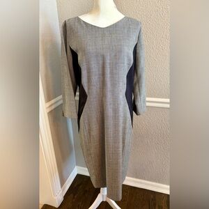 Pendleton Virgin Wool Plaid Sheath Dress Size 16 Black Panel Office Career